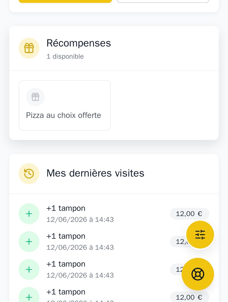 Tampon ajouté instantanément sur la carte Fidoren + notification merchant